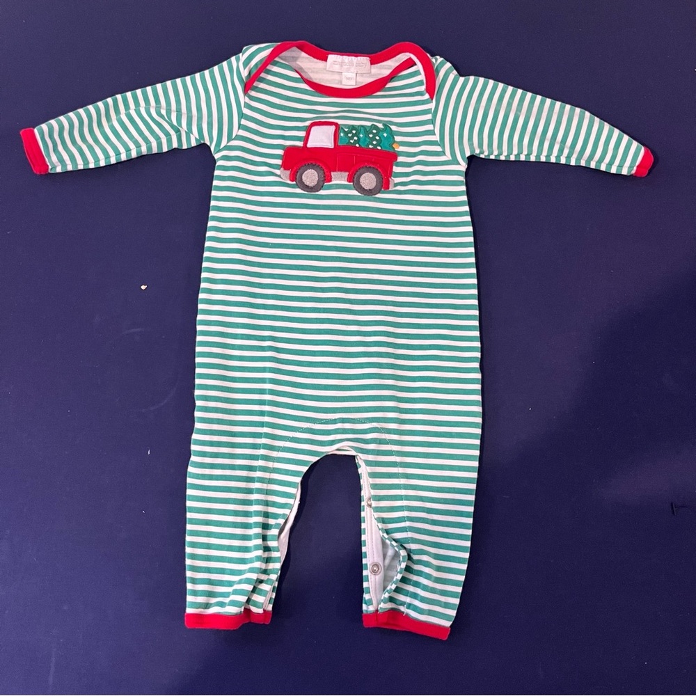 Magnolia Baby Newborn Boy Christmas Outfit With A Truck And Tree Pima Cotton